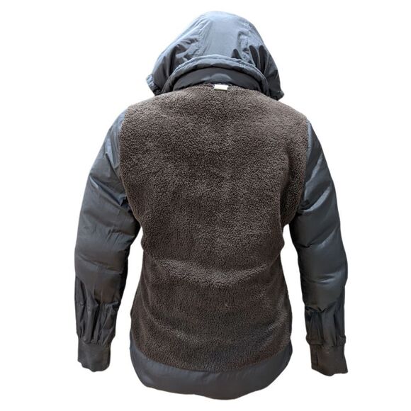 J.Crew Women's Dark Brown Full Zip Puffer Hooded Jacket Fleece Lining Size S - Picture 11 of 13